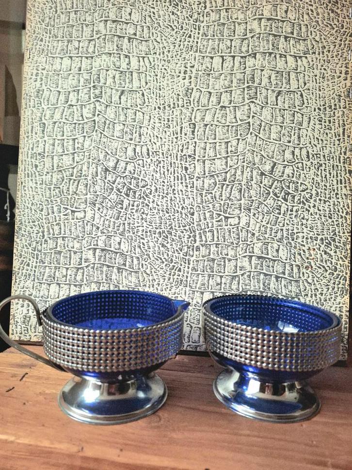 Vintage kobalt blauwe suiker en melk pot, Antiek en Kunst, Antiek | Servies los, Ophalen of Verzenden