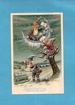 Pracht oude nieuwjaarskaart/reliéf N990 - met zilver accent, Verzamelen, Ansichtkaarten | Themakaarten, Verzenden, Voor 1920, Ongelopen