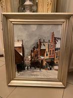 Prachtige groot olieverf stadsgezicht schilderij, Ophalen of Verzenden