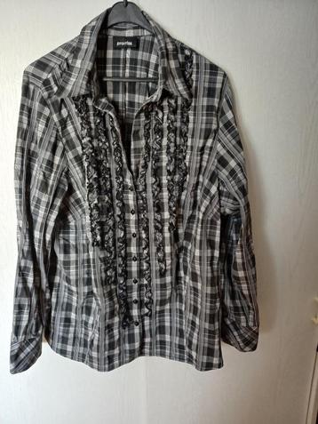 Zwart/witte /grijze  blouse , maat 50/52, merk Promiss beschikbaar voor biedingen