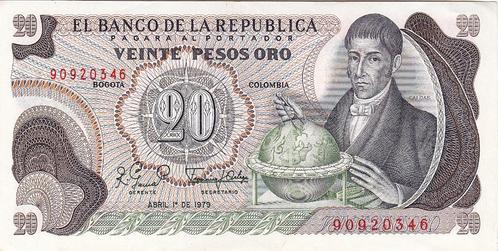 COLOMBIA   20  PESOS  1979 mooi BILJET, Postzegels en Munten, Bankbiljetten | Europa | Niet-Eurobiljetten, Overige landen, Verzenden