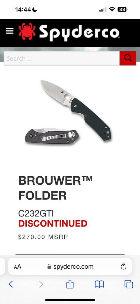 Spyderco “Jerry Brouwer “. Cpm30sv. Nieuw en mint conditie, Caravans en Kamperen, Kampeergereedschap, Nieuw, Ophalen of Verzenden