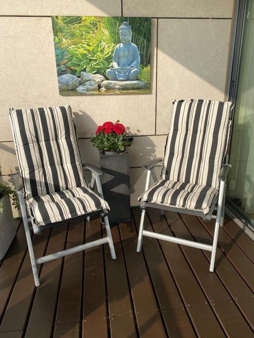 2 Verstelbare Kettler stoelen MET kussens, Tuin en Terras, Tuinstoelen, Gebruikt, Textileen, Inklapbaar, Ophalen