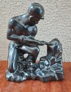 Jema zwart keramiek beeldje 'de Mijnwerker' 1950, Verzamelen, Ophalen of Verzenden, Zo goed als nieuw, Mens