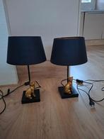Twee Tafellampen Goud-Zwart, Huis en Inrichting, Lampen | Tafellampen, Ophalen, Zo goed als nieuw, Overige materialen, Minder dan 50 cm