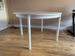 Houten ronde eettafel wit gelakt uitschuifbaar, Ophalen, Gebruikt, 100 tot 150 cm, Rond