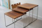 Brabantia Mimiset – vintage bijzettafelset met leren tijdsch, Huis en Inrichting, Tafels | Bijzettafels, Ophalen, Minder dan 45 cm