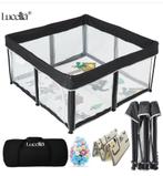 Inklapbare Grondbox + Speelmat & Ballen, Ophalen, Zo goed als nieuw, Vierkant, Boxkleed