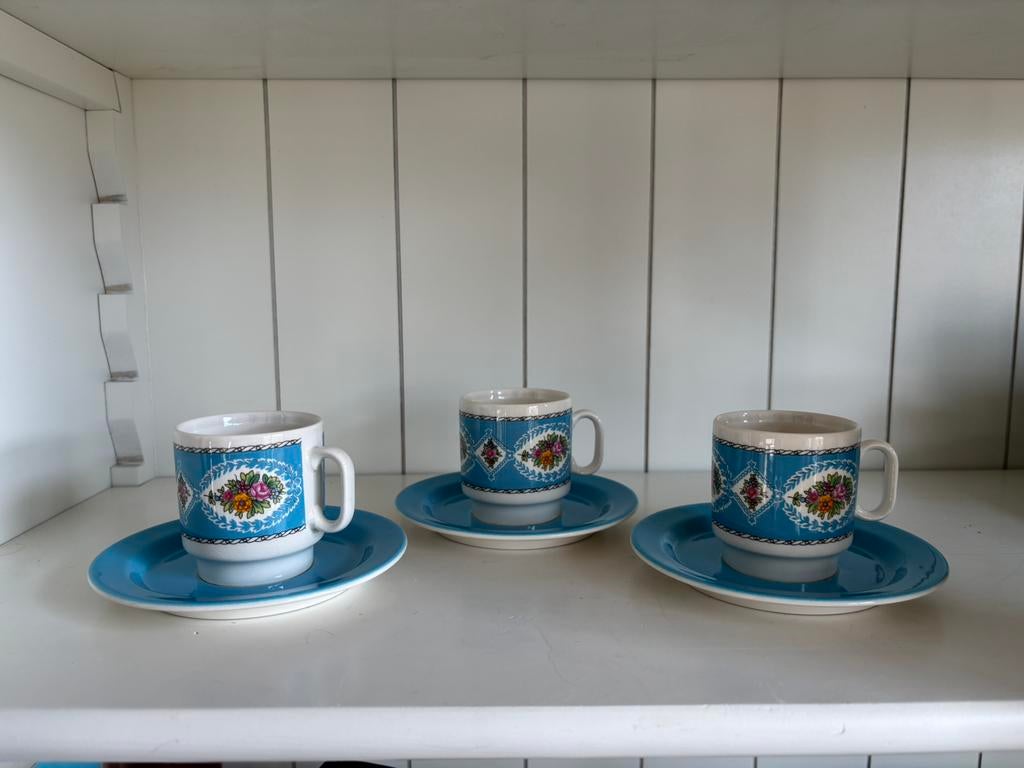 3x vintage kop en schotel Pagnossin Italië, Ophalen of Verzenden