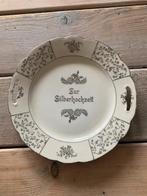 Groot brocante bord. Herinnering aan zilveren huwelijk, Antiek en Kunst, Antiek | Wandborden en Tegels, Ophalen