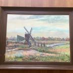 Aquarel Willem Jansen - Molenlandschap '55, Antiek en Kunst, Ophalen