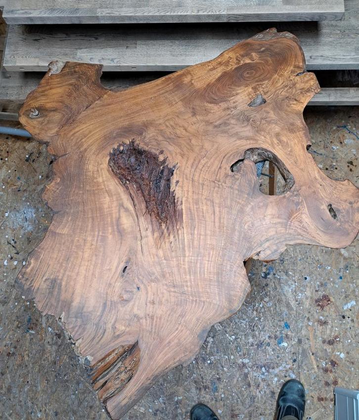 Boomstam Tafelblad - 125x106x5cm, Huis en Inrichting, Woonaccessoires | Overige, Ophalen