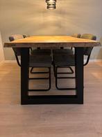 Massief eikenhouten boomstamtafel 200x90x4,5, Ophalen, Eikenhout, 200 cm of meer, 50 tot 100 cm