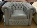 Prachtige Chesterfield Fauteuil Grijs., Salvale, Gebruikt, Ophalen of Verzenden, 75 tot 100 cm