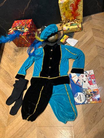 Pietenpak blauw zwart maat 128 compleet luxe Sinterklaas beschikbaar voor biedingen