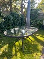Brocante gietijzeren/stalen tuintafel, Ophalen, Zo goed als nieuw, Rond, Metaal