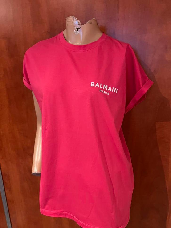 BALMAIN shirt maat L origineel zgan, Kleding | Dames, T-shirts, Zo goed als nieuw, Maat 42/44 (L), Roze, Korte mouw, Ophalen of Verzenden