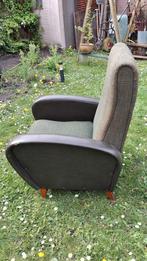 Vintage relax fauteuil (skai en stof groen), Antiek en Kunst, Antiek | Meubels | Stoelen en Banken, Ophalen