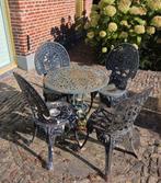 Gietijzer bistro set. 4 stoelen + tafel, Ophalen, Gebruikt, Metaal