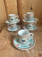 5 espresso kop en schotels – Hoff.  vogeltje & bloemetjes, Ophalen of Verzenden, Zo goed als nieuw, Overige stijlen, Kop(pen) en/of Schotel(s)