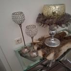 Twee kandelaar met kristalen., Ophalen of Verzenden, Zo goed als nieuw, Overige materialen, Minder dan 25 cm