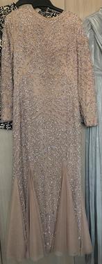 Prachtige beige galajurk met glitters - Maat M, Maat 38/40 (M), Galajurk, Beige, Ophalen of Verzenden