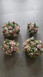 Kunstbloemen boeket in stenen schaal 20 cm doorsnee, Ophalen of Verzenden, Zo goed als nieuw, Binnen