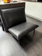 Zwart leren fauteuils, Huis en Inrichting, Fauteuils, Ophalen, Gebruikt, 75 tot 100 cm, Leer