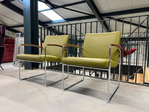2 Nieuwstaat Leolux Talassa fauteuils leer Design Stoel, Huis en Inrichting, Fauteuils, Leer, 75 tot 100 cm, Ophalen of Verzenden