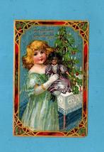 Sublieme oude kerstkaart N790 - Meisje met popje / kerstboom, Verzamelen, Verzenden, Voor 1920, Gelopen, Kinderen