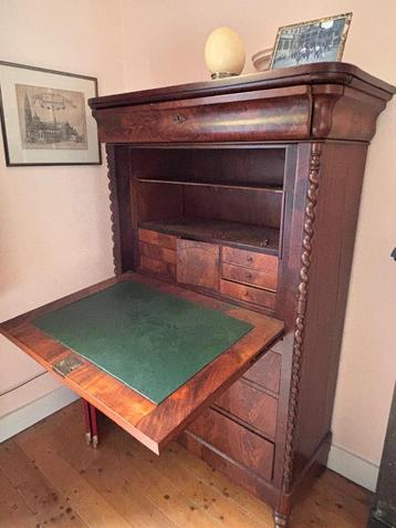 Antiek mahonie houten secretaire  beschikbaar voor biedingen