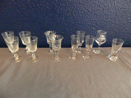 11 verschillende antieke kristallen borrelglaasjes, Antiek en Kunst, Antiek | Glas en Kristal, Ophalen of Verzenden