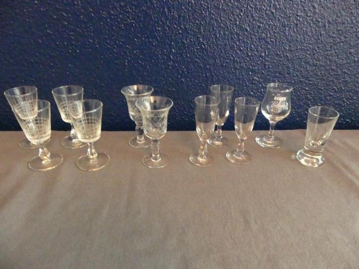 11 verschillende antieke kristallen borrelglaasjes, Antiek en Kunst, Antiek | Glas en Kristal, Ophalen of Verzenden