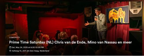 2 tickets Comedy City Prime Time Saturday 24 mei 2025, Tickets en Kaartjes, Theater | Cabaret en Komedie, Twee personen, Mei