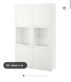 Witte Besta Opbergcombinatie Ikea met glazen deurtjes, Huis en Inrichting, Ophalen, Overige materialen, 100 tot 150 cm, Zo goed als nieuw