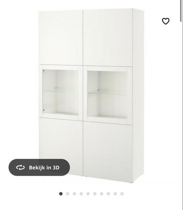 Witte Besta Opbergcombinatie Ikea met glazen deurtjes beschikbaar voor biedingen