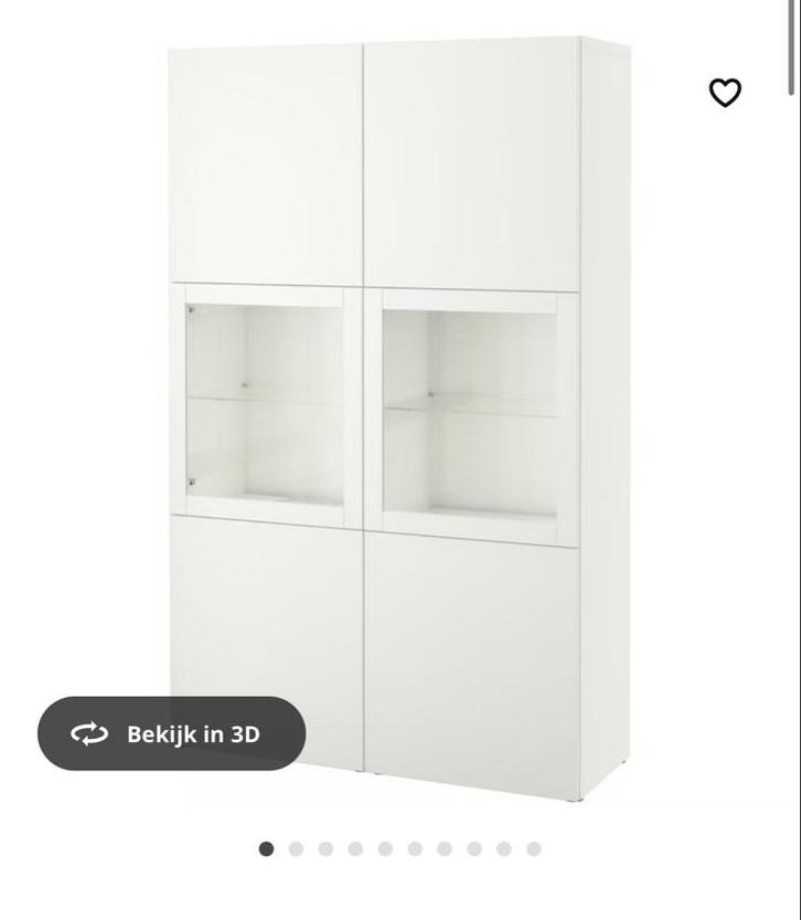 Witte Besta Opbergcombinatie Ikea met glazen deurtjes, Huis en Inrichting, Kasten | Buffetkasten, Zo goed als nieuw, 150 tot 200 cm