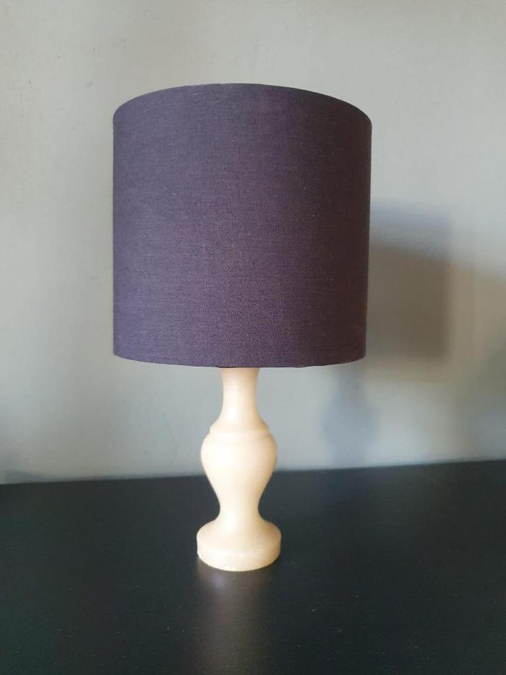 Vintage Albasten tafel lamp met zwarte - diepgrijze kap, Huis en Inrichting, Lampen | Tafellampen, Gebruikt, Minder dan 50 cm