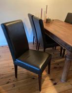 6 Leren Eetkamerstoelen in Topstaat, Huis en Inrichting, Ophalen, Bruin, Leer, Zo goed als nieuw