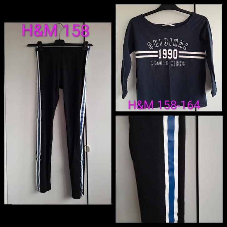 Set top en legging H&M mt158 meisje zgan (set 2 stuks), Kinderen en Baby's, Kinderkleding | Maat 158, Zo goed als nieuw, Meisje