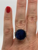 X920 Prachtige zilveren brutalist ring lapis (verstelbaar), Sieraden, Tassen en Uiterlijk, Antieke sieraden, Ophalen of Verzenden