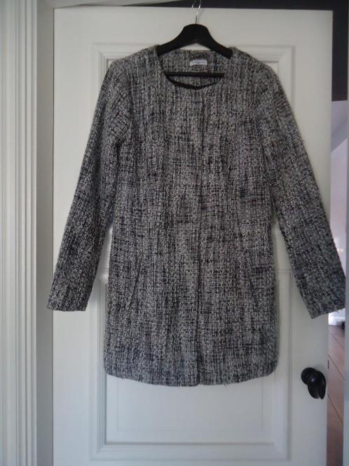 Zwart gemêleerde mantel van Jacqueline De Yong, maat S., Kleding | Dames, Jassen | Winter, Zo goed als nieuw, Maat 36 (S), Zwart