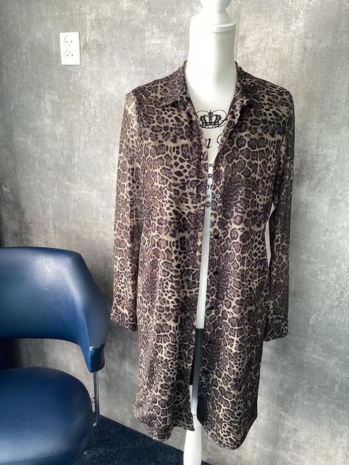 Object lange gevoerde blouse met print maat S, Kleding | Dames, Blouses en Tunieken, Gedragen, Maat 36 (S), Bruin, Ophalen of Verzenden