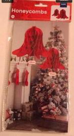 Honeycomb folat, 2 rode kerstklokken, doorsnee. 17 en 23 cm, Diversen, Kerst, Nieuw, Ophalen of Verzenden