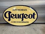 Oud origineel XL Peugeot emaille reclamebord dubbelzijdig, Ophalen