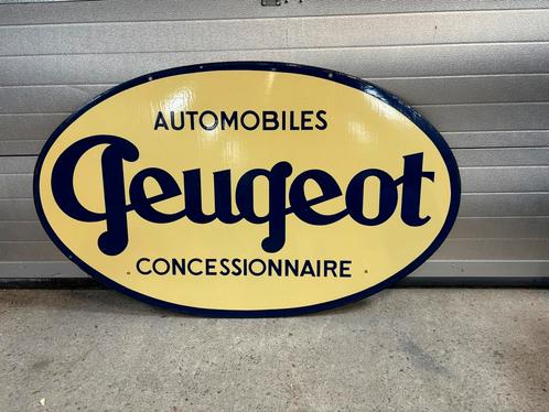 Oud origineel XL Peugeot emaille reclamebord dubbelzijdig, Antiek en Kunst, Antiek | Emaille, Ophalen