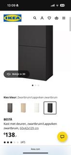 BESTA eiken/zwart wandkast met deuren 5 stuks 60x42x129, Huis en Inrichting, Kasten | Wandmeubels, Ophalen of Verzenden, Zo goed als nieuw