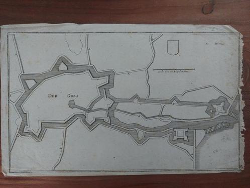 45 De stad Goes Gravure uit 1659 van C. Merian, Antiek en Kunst, Kunst | Etsen en Gravures, Ophalen of Verzenden