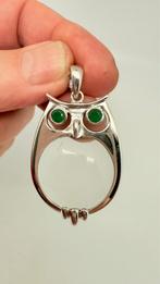 Zilveren loupe hanger. Motief: uil., Sieraden, Tassen en Uiterlijk, Kettinghangers, Nieuw, Ophalen of Verzenden, Zilver, Dier