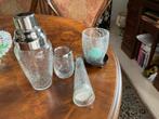 Vintage coctailshaker/lepelvaasje/kaarsjestandaardjes bieden, Antiek en Kunst, Antiek | Glas en Kristal, Ophalen of Verzenden